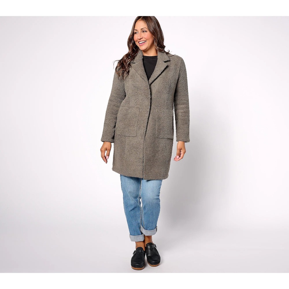 Barefoot Dreams $218 Olive Branch Plus Size‎ 1X CozyChic Coat With Patch Pockets